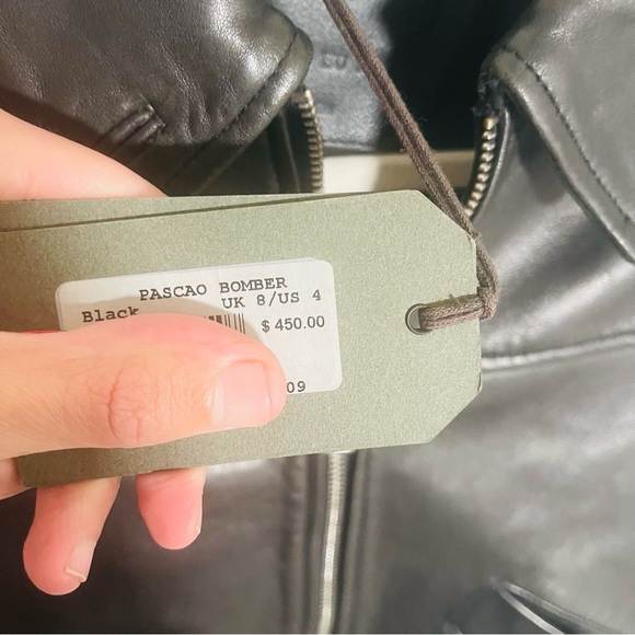 NEW All Saints Pascao Leather Bomber Jacket Black Bikercore Club Retro Outerwear - Picture 13 of 13